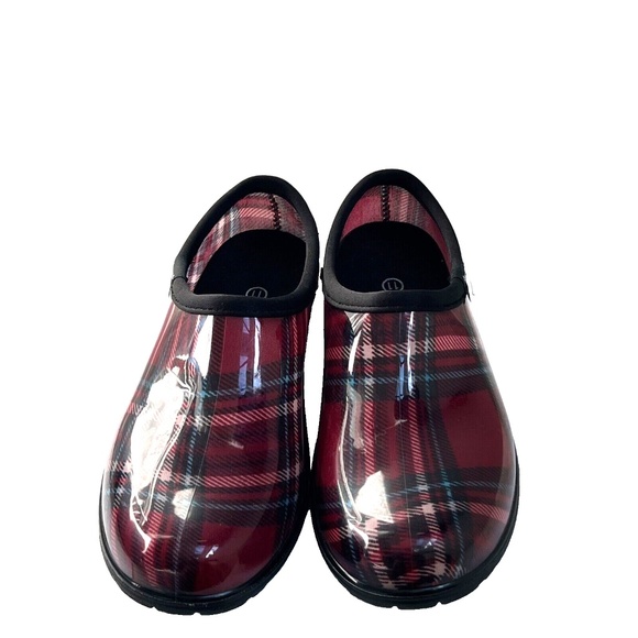 Asverd Shoes Garden Clogs Arch Support Rain Size 11 Womens Red Plaid Tartan - Picture 3 of 9